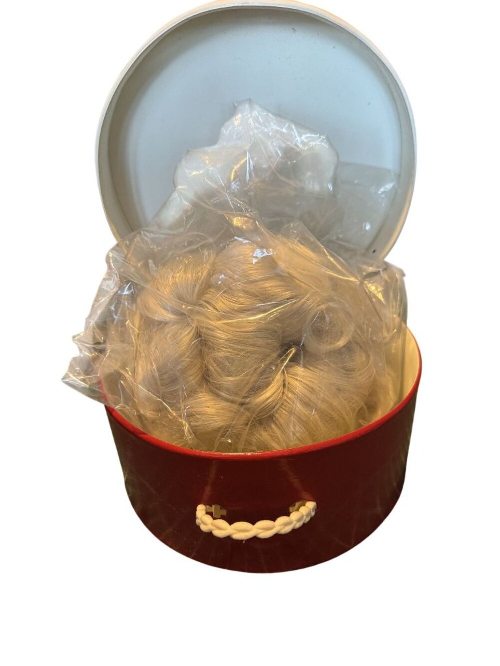 Vintage Venetian Silver Wig With Red Carry Case & Italian Montecilon Fibre